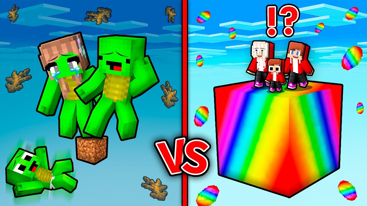 Семья Майки против семьи Джей-Джей: битва крошечных блоков OP в Minecraft! - Maizen