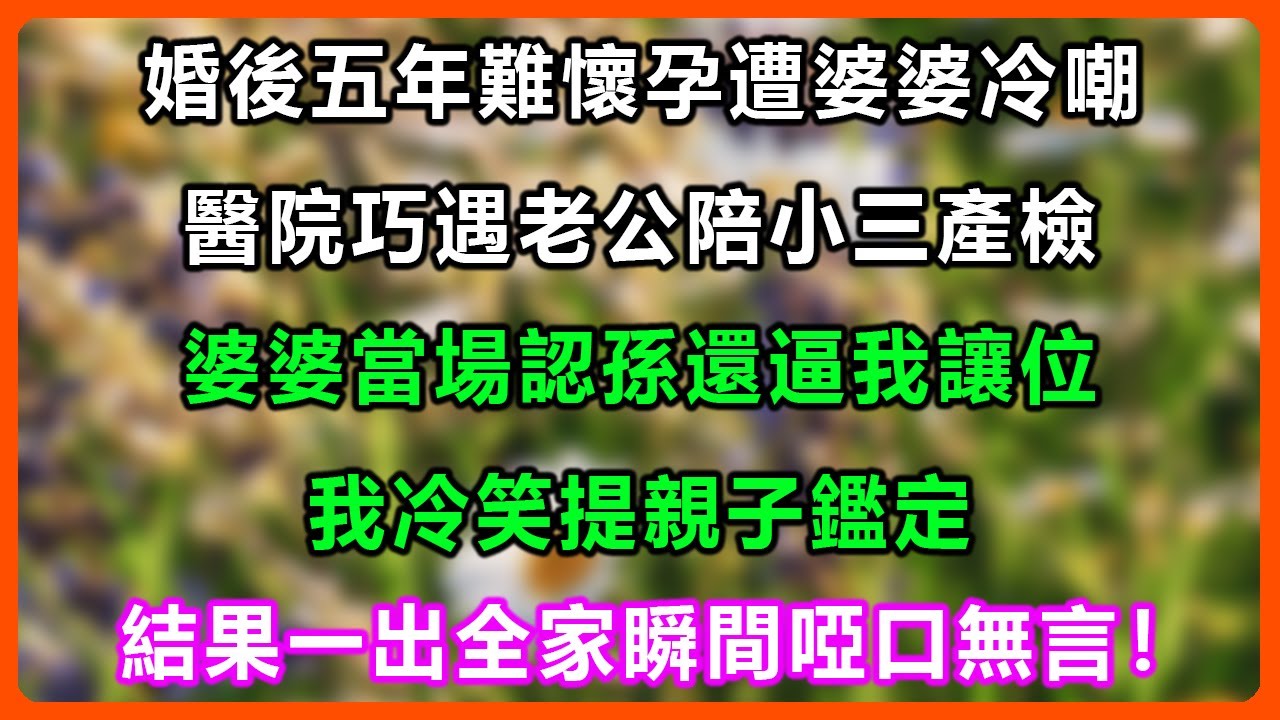 婚後五年難懷孕遭婆婆冷嘲，醫院巧遇老公陪小三產檢，婆婆當場認孫還逼我讓位，我冷笑提親子鑑定，結果一出全家瞬間啞口無言！