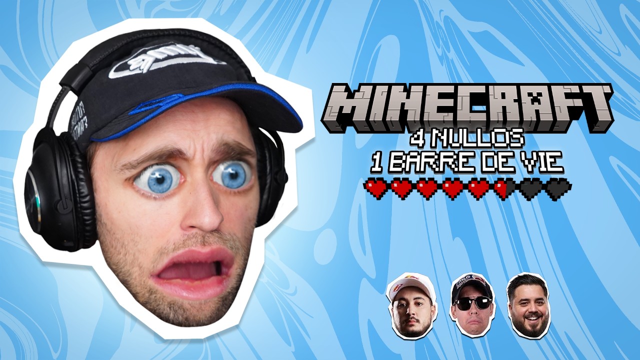 Minecraft : 4 Nullos, 1 Barre de vie (Deuxième tentative) - Rediffusion Squeezie du 08/04