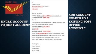HOW TO ADD ACCOUNT HOLDER TO A POST OFFICE ACCOUNT [HINDI] ?