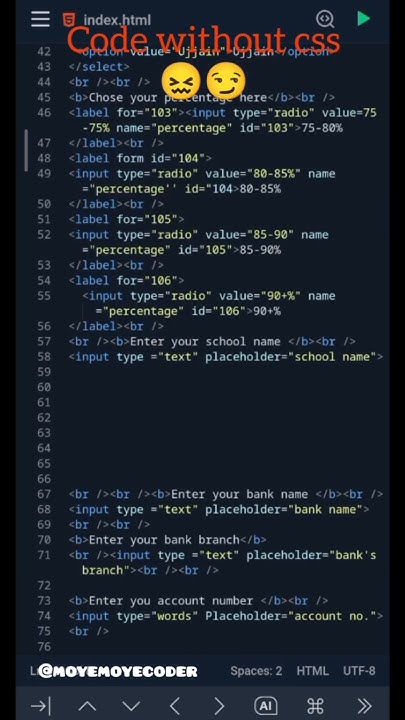 code with css and without css 😏😎💀 #coding #code #css #webdevelopment # ...