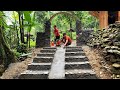 200 days build and complete the stone gate next to the mountains and forests living with nature