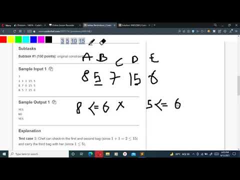 Codechef | Airline Restrictions |AIRLINE | September Long challenge