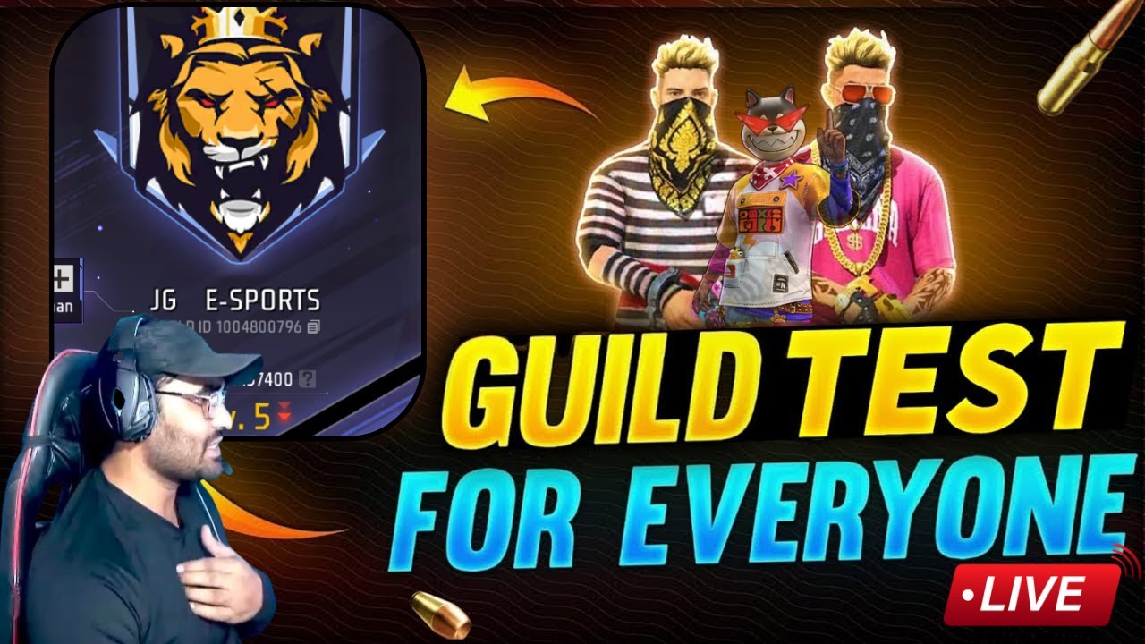 GUILD TEST 1V2 FREE FIRE LIVE TEAM CODE GIVEWEY JATTGAMING0004😍# ...