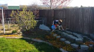 Ethan & Grayson hunt for Easter Eggs Outside