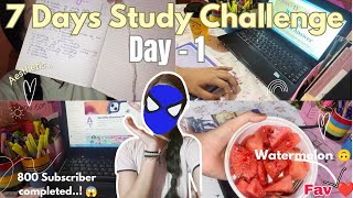 7 days Productive Study Hard challenge 💁🏼‍♀️😌🌸|7 hours of study in a day | Class - 11 | Day -1/7 💞