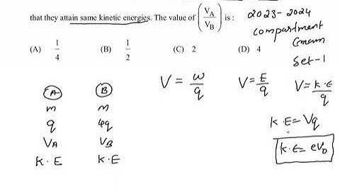 Two particles A and B of the same mass but having charges q and 4q respectively, are accelerated..