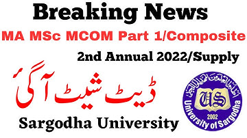 MA MSc MCOM Part 1 2nd Annual 2022/Supply Date Sheet Sargodha University - UOS MA MSc Exams