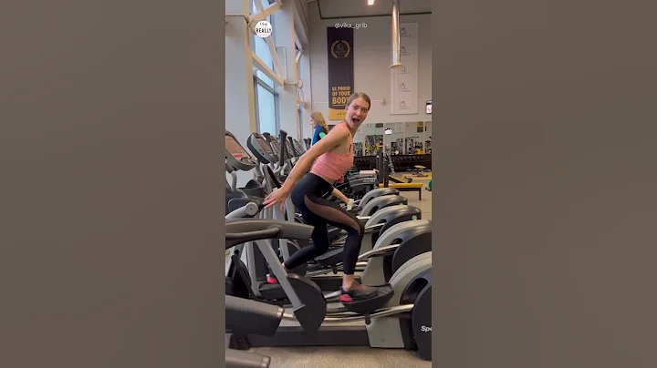 Woman demonstrates unusual ways to use a cross-trainer #shorts #funny #gym