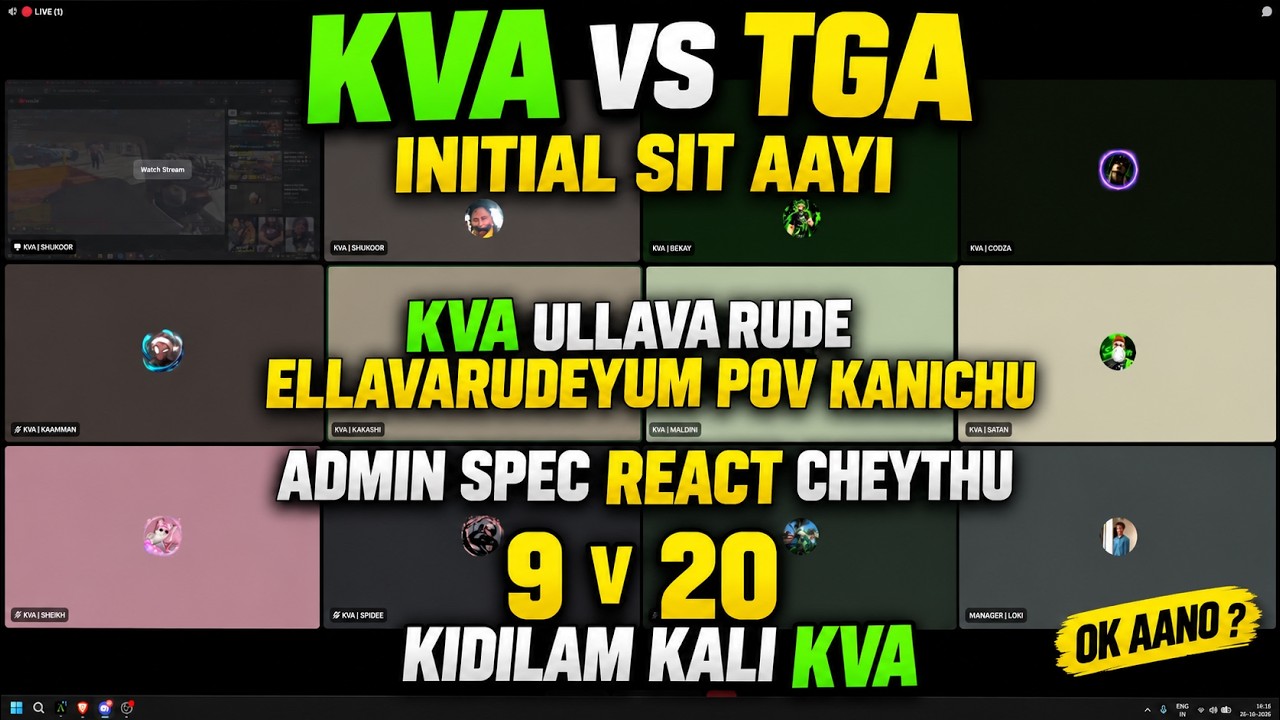 🔥 KVA VS TGA 🔥 9 V 20 KIDILAM KALI KVA 💚 | INITIAL SIT AAYI | ELLAVARUDE POV KANICHU ☠️