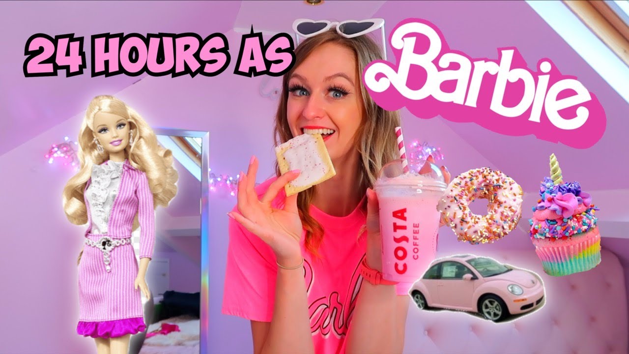 Living like a BARBIE DOLL for 24 Hours Challenge!!😱💅🏻*PINK HOUSE, PINK FOOD, PINK EVERYTHING!*🛍✨