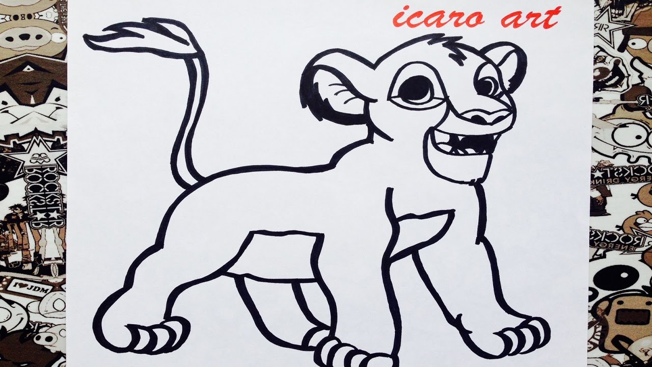 Como dibujar a simba | how to draw | el rey leon - YouTube
