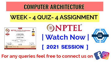Computer Architecture | Week 4 Answers 2021 | NPTEL ||