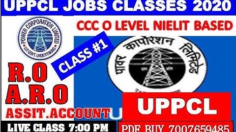 UPPCL RO/ARO/ASSISTANT ACCOUNTANT CLASS #1 (CCC-O LEVEL BASED)