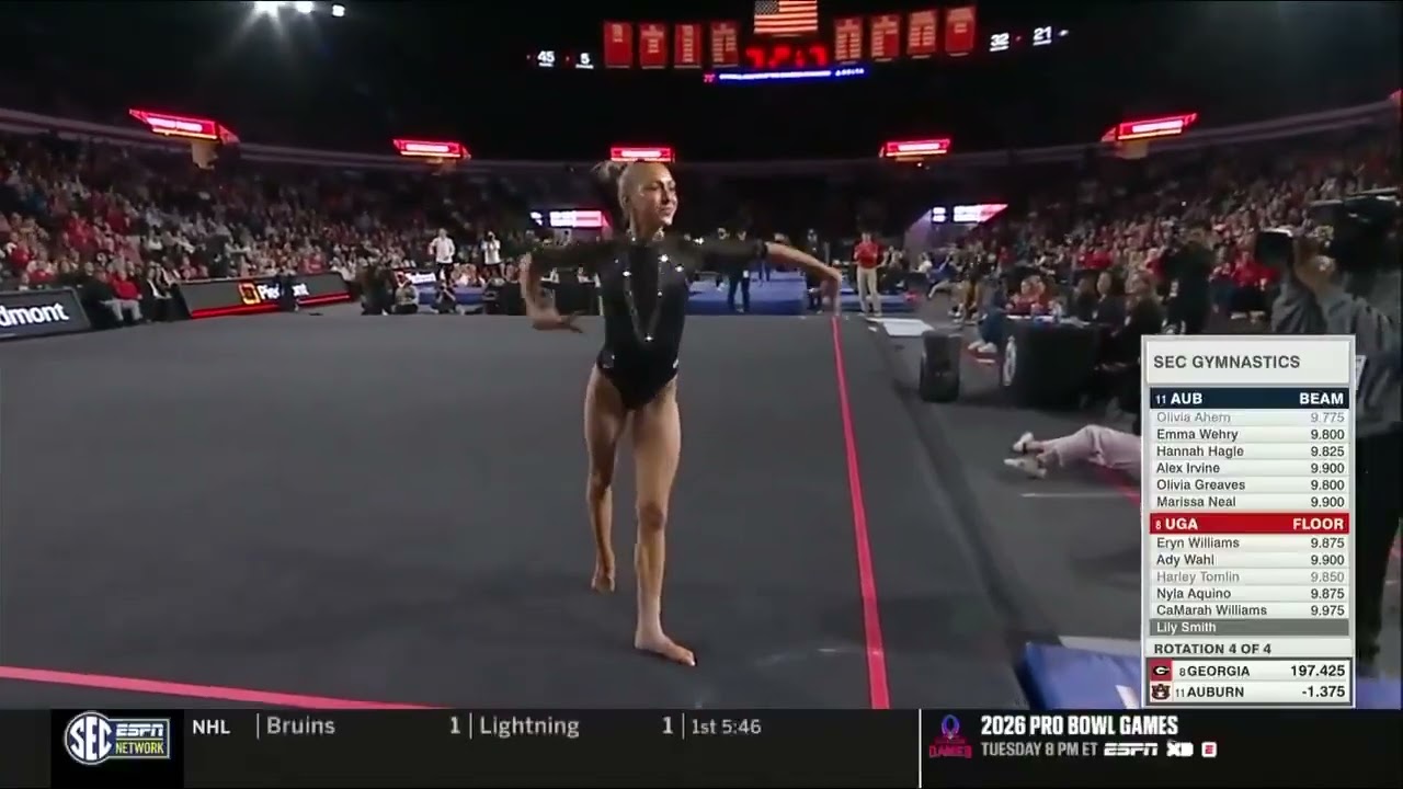 Лили Смит, почти идеальная оценка 9,975, игра на площадке. Джорджия против Оберна, 2-1-26.