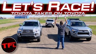 Which Toyota 4x4 Is The QUICKEST? Tacoma vs. 4Runner vs. FJ Cruiser Drag Race!