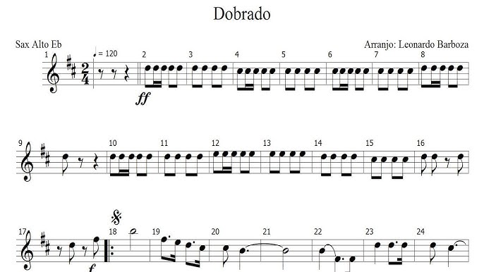 Partitura - Canção da Infantaria (Saxofone Alto em Mib) 