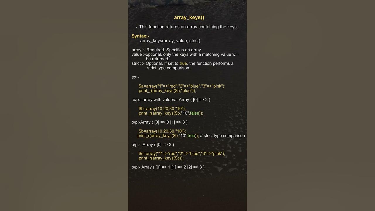 array_keys() function in #php #shorts - YouTube