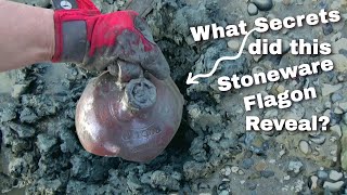 Mudlarking the Thames  A Centuries old Stoneware Flagon emerges from the Mud with a Story to Tell