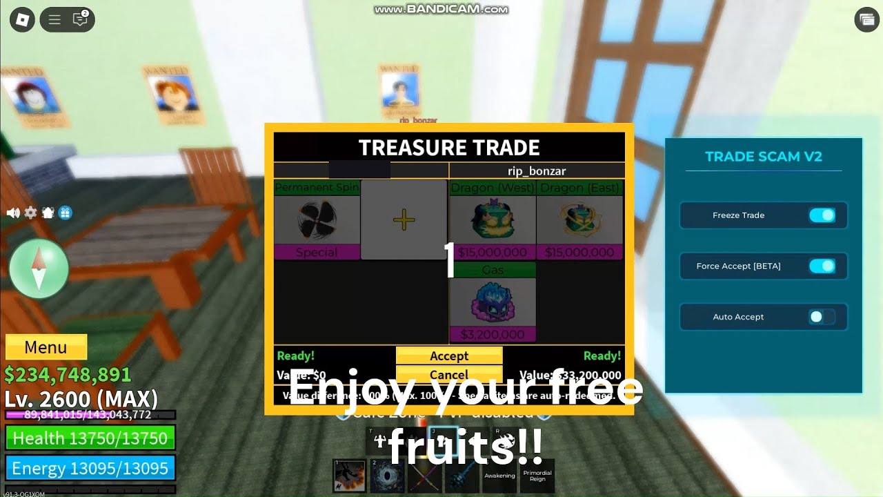 Only blox fruits trade freeze scam script victim scammer pov 