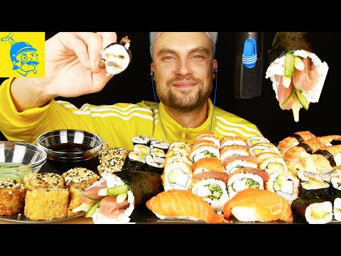 ASMR寿司を食べます。 💛💙（日本語字幕、ムクバン）-GFASMR