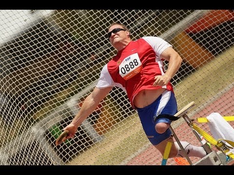 Athletics - Derek Derenalagi - Men's discus throw F57/58 final - 2013
IPC Athletics World C...