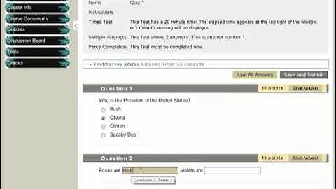 Submitting a Quiz in Blackboard