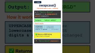 Python swapcase() Explained | Python One-Liner #7 #python #shorts #pythonprogramming #pythontutorial