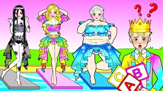 Paper Dolls Dress Up - OMG! Who Can Win The Contest? - Fat Elsa VS Thin Rapunzel Dresses Handmade