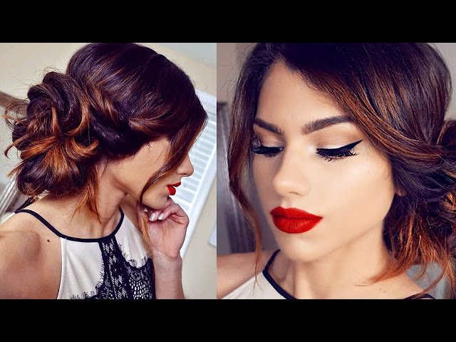 Prom Updo and Makeup Side Bun with Curls – Lexie Hair and Make-Up