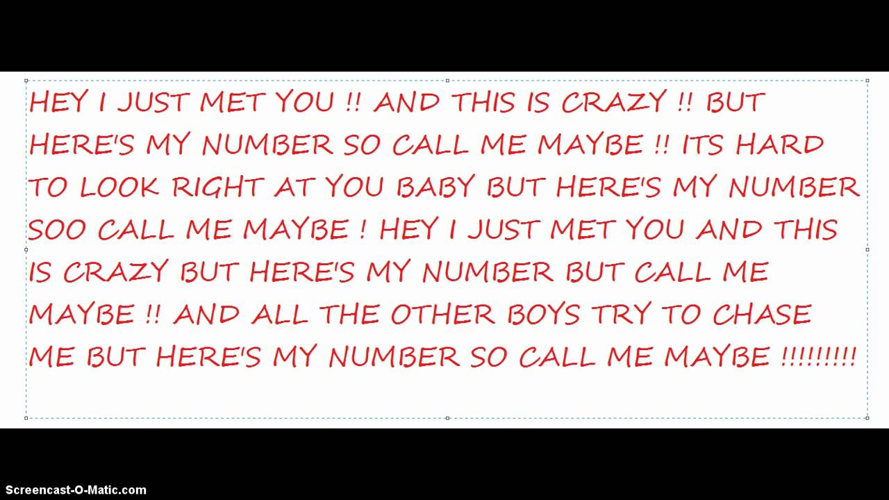 Short Version Of Call Me Maybe Lyrics Youtube