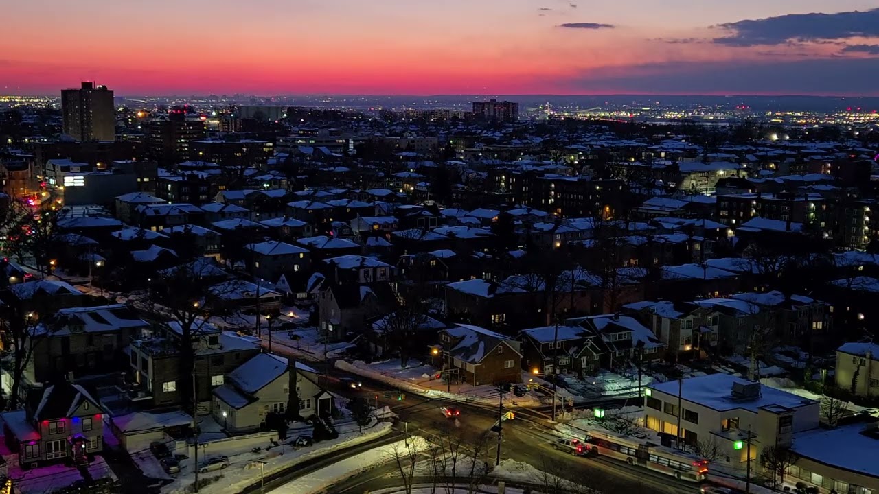 Cliffside Park, New Jersey | 18:00 | Urban View 017 | Winter Sunset Over Residential Skyline