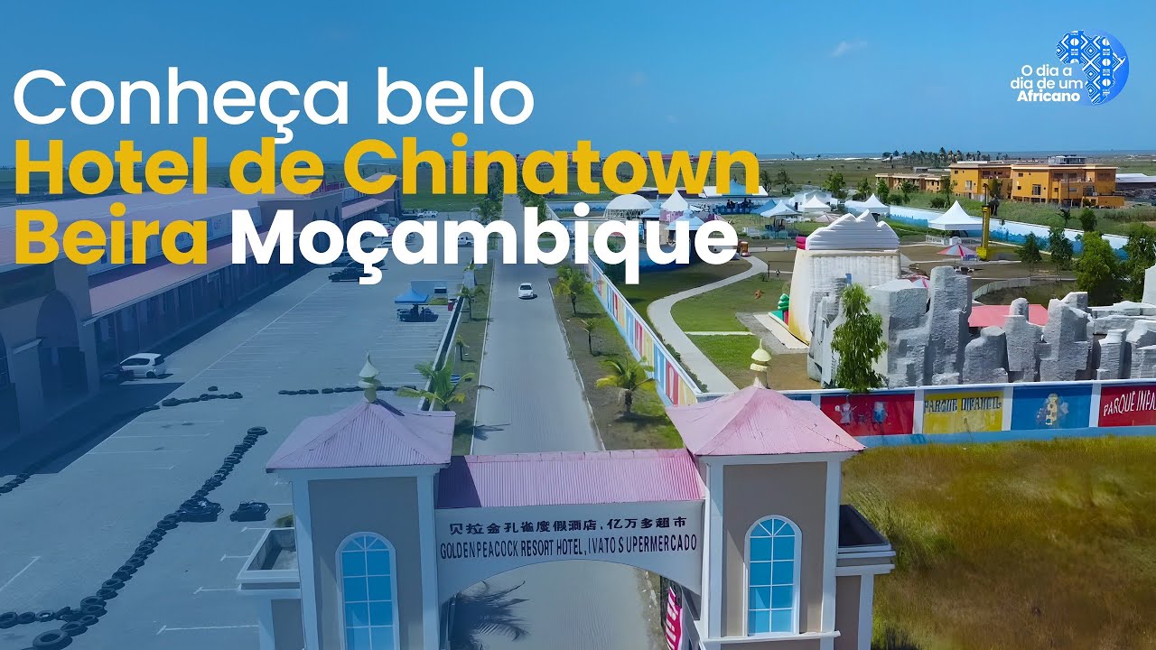 Como são imagens de um hotel em Africa, Beira – Moçambique, visto de um drone 4k