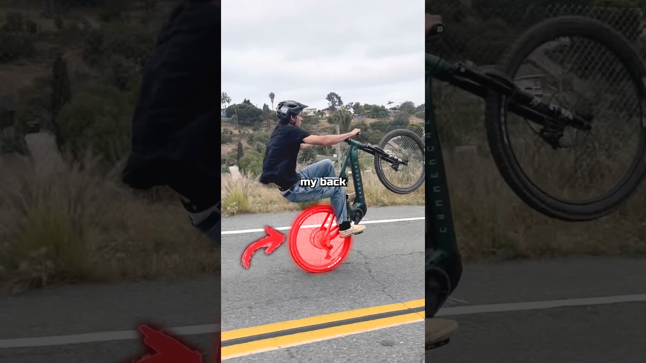 Mountain bike vs e-moto wheelie challenge 👀