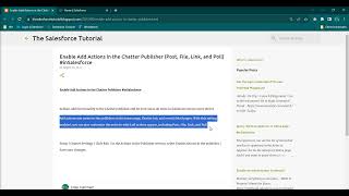 Enable Add Actions in the Chatter Publisher (Post, File, Link, and Poll) #inSalesforce