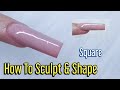 HOW TO SCULPT SQUARE | NAIL FORM PLACEMENT & FILING ROUTINE | ACRYLIC NAILS | GLITTERAMA