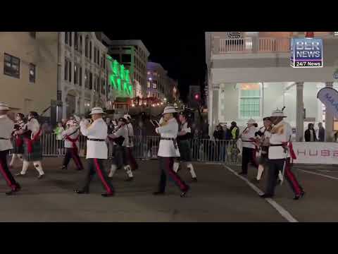 Bermuda Regiment Band & Bermuda Pipe Band At Butterfield Front Street Mile, January 12 2024