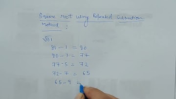 Square root using Repeated Subtraction Method(@ComfortUrMaths_PritiSingh)