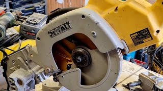 Repairing a Dewalt DW707 miter saw with a broken rear pivot assembly. Tool repair.