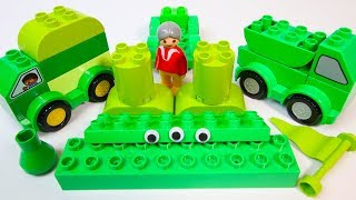 Learn Colors While Building GREEN Duplo Vehicles