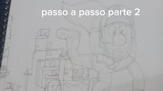 Como desenhar o poster do luigi de mario galaxy o filme passo a passo parte 2