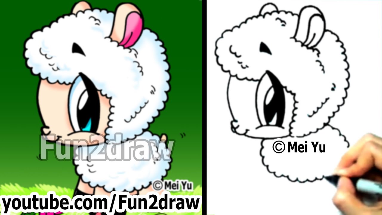 Mei Yu - Fun2draw - How to Draw Cute Animals - Cartoon Sheep - Easy