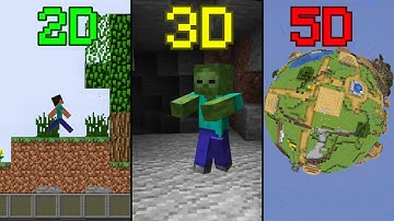 overworld in minecraft in 5D vs 3D vs 2D