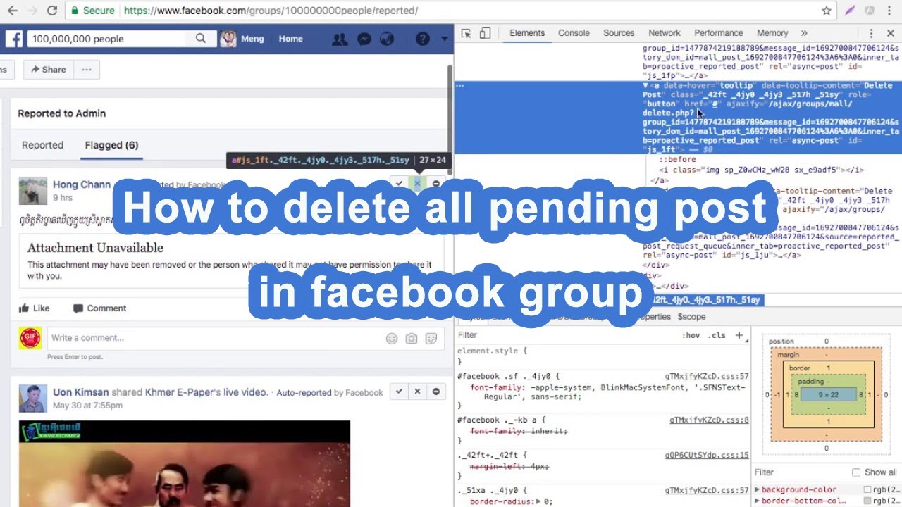 how to delete facebook group pending post