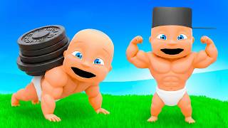 Baby & Brother Become SUPER STRONG!