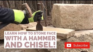 Stone Facing with A Chisel