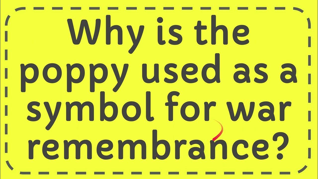 Why is the poppy used as a symbol for war remembrance? YouTube