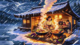 Cooking Filipino Winter Feast During Snowstorm ❄️🍲 Isolated Temple Life Cozy Anime Asmr