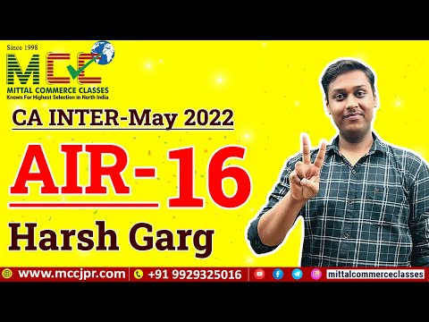 Harsh Garg AIR 16 in CA Intermediate May 2022 Exams
