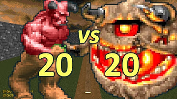 20 Barons of Hell vs 20 Pain Elementals - Monster Infighting - Doom II Retro Battles